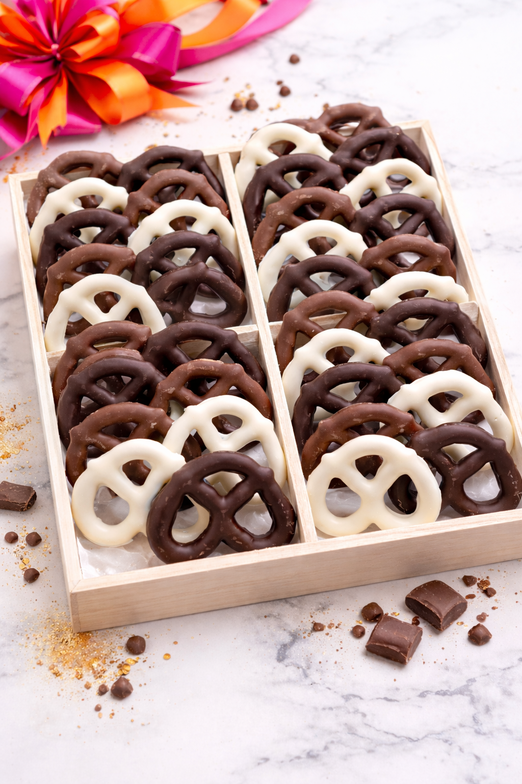 Milk, Dark and White Chocolate Covered Pretzel Gift