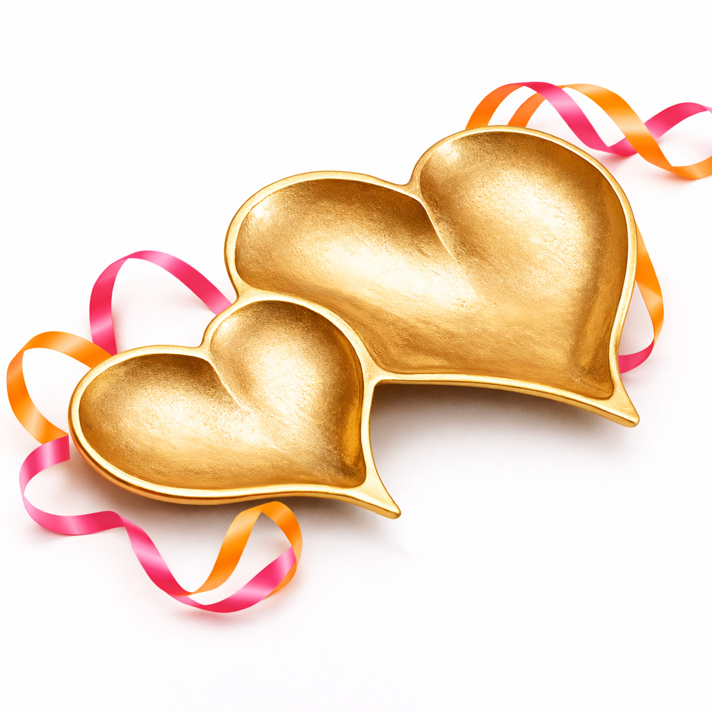 Gold Textured 2-Section Heart Tray