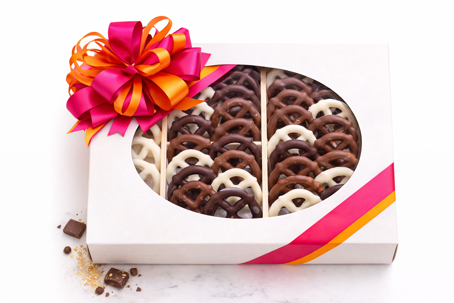 Milk, Dark and White Chocolate Covered Pretzel Gift