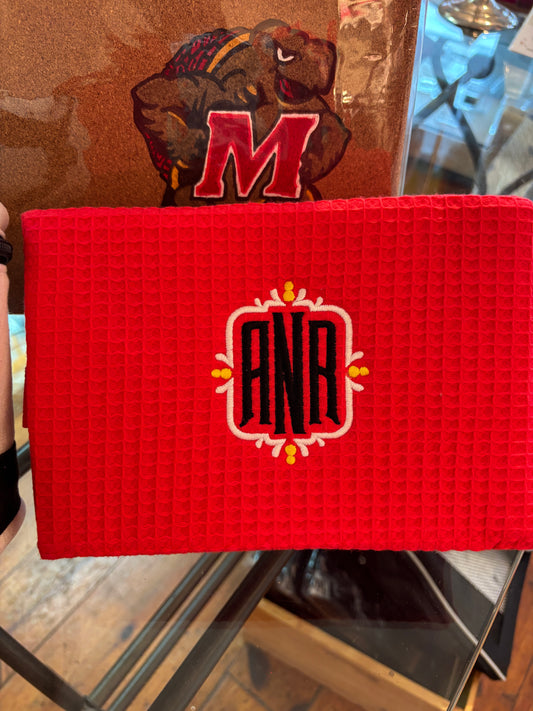 Red Waffle Bag Monogrammed