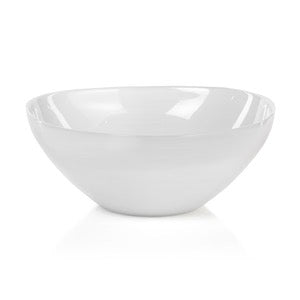Single white alabaster glass bowl in studio shot on white background