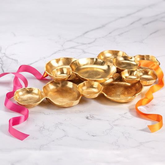 Cluster of Twelve Round Serving Bowls - Gold