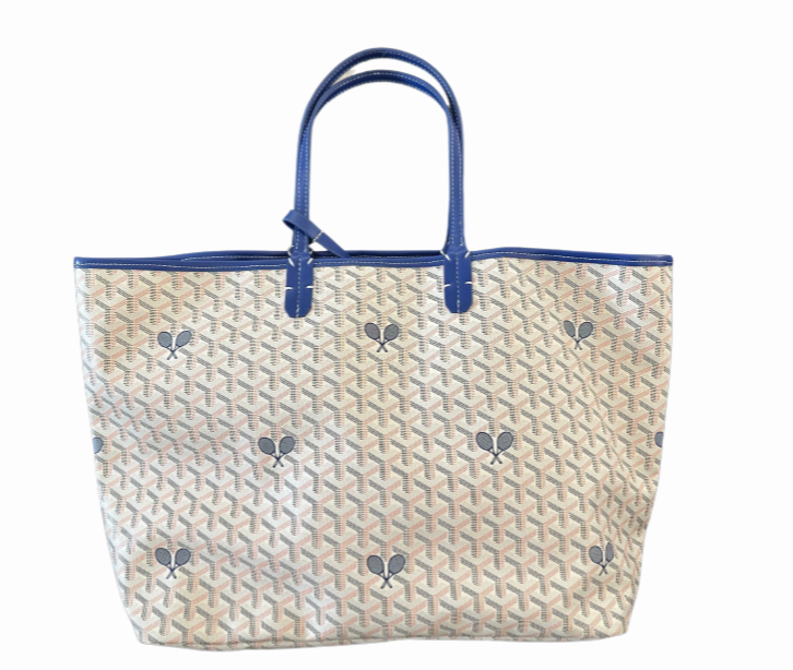 Cream & Navy Tennis Tote Bag
